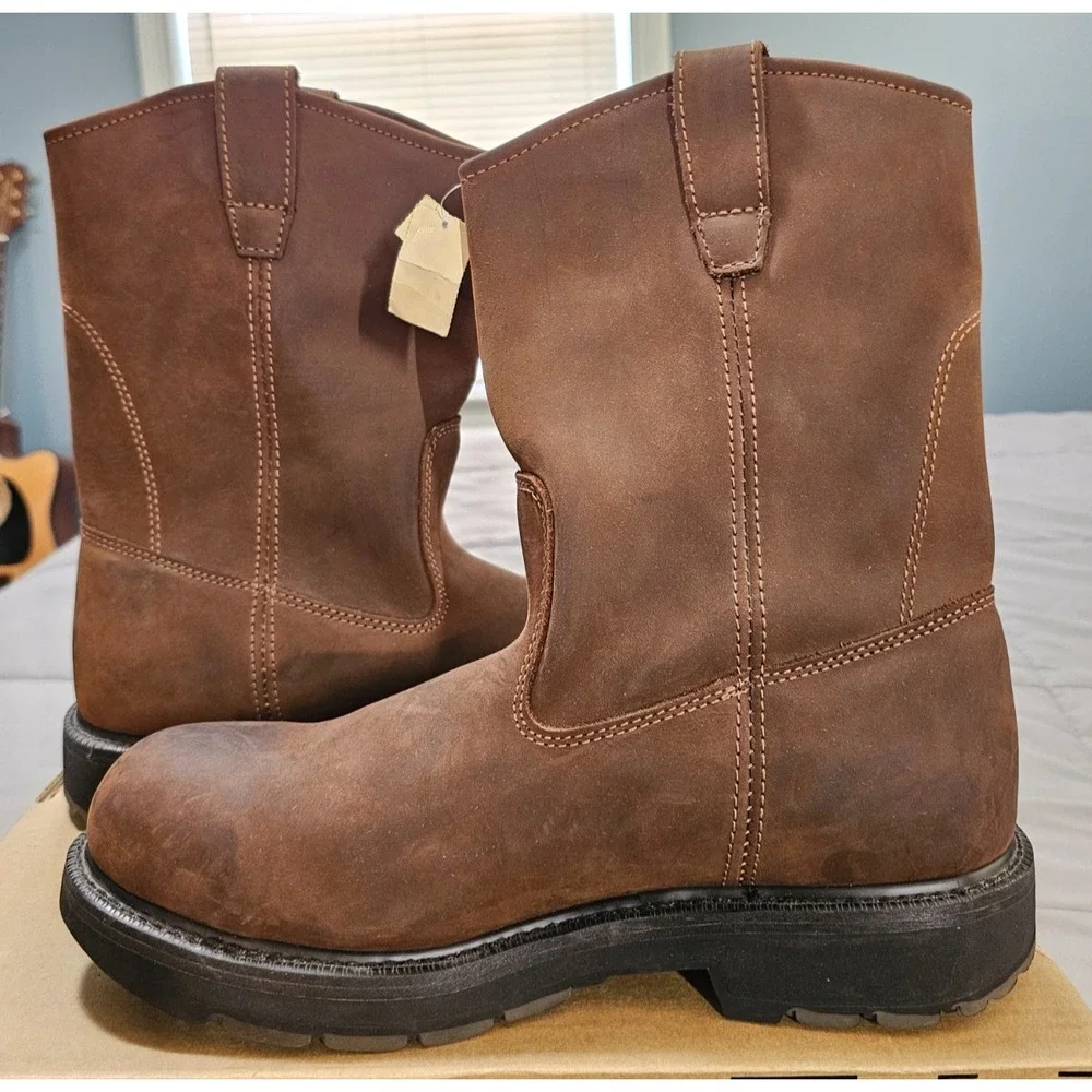 Wolverine® (Men's 11.5 M) EH SR Steel-Toe Wellington Work Boots in Brown - $190